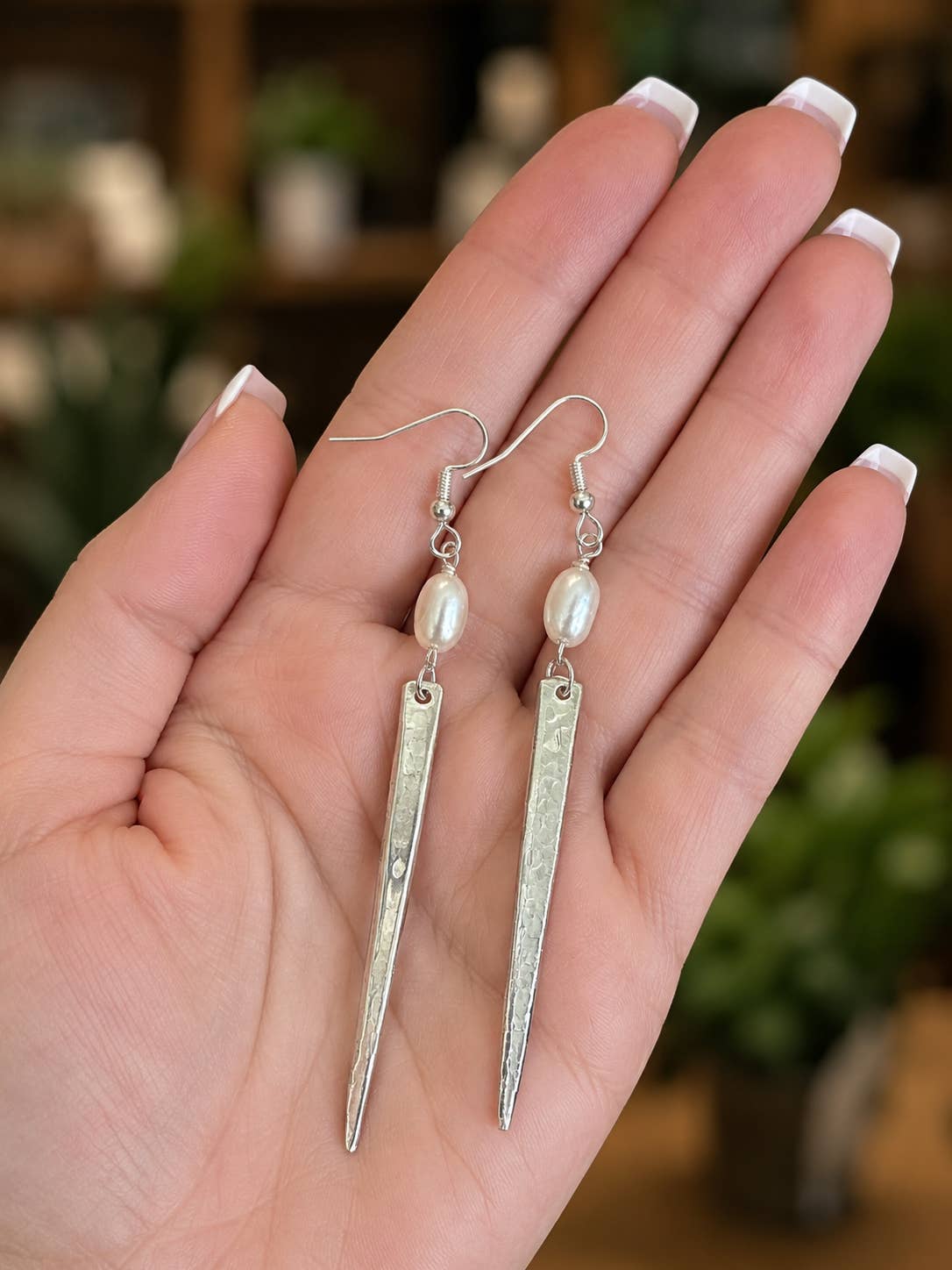 Upcycled Vintage Fork Tine Earrings with Glass Pearl Beads