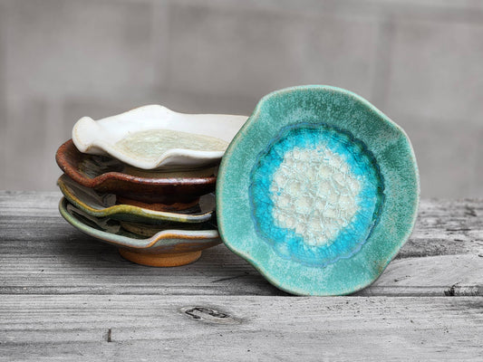 Handmade Stoneware Ripple Dish - Milk & Honey