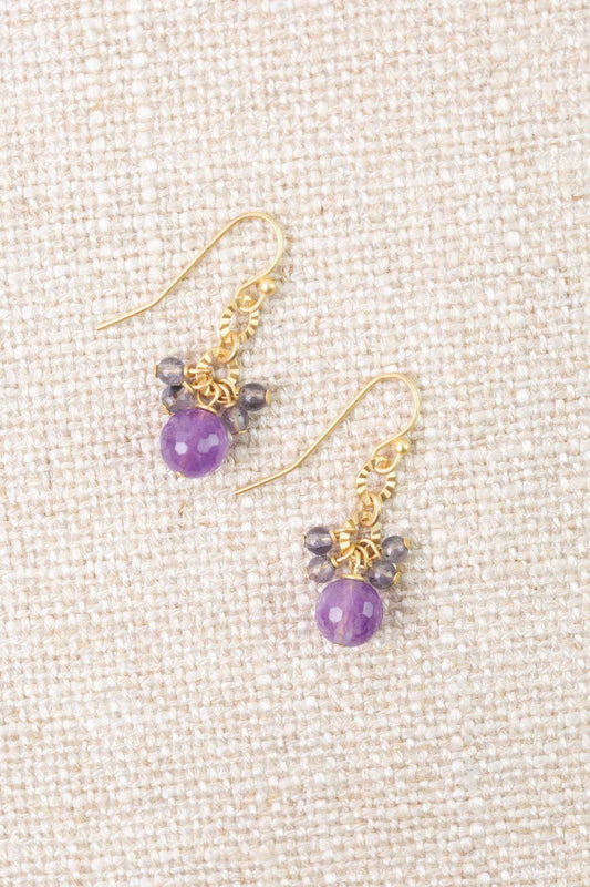Folklore Tanzanite, Amethyst Cluster Earrings