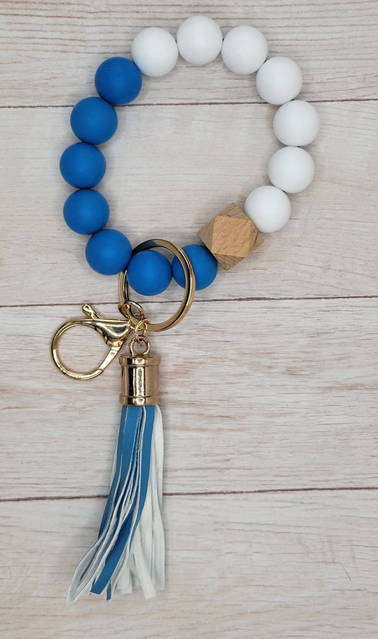 Game Day Wristlet- Royal Blue/ White Silicone Wristlet