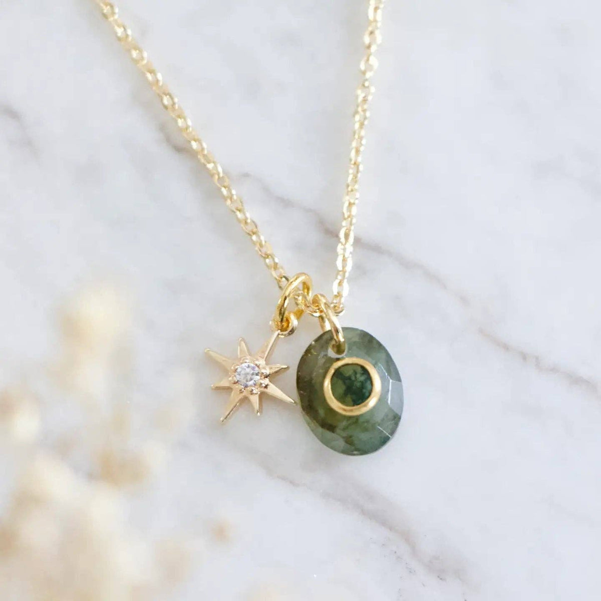 Moonstone Agate Star Necklace