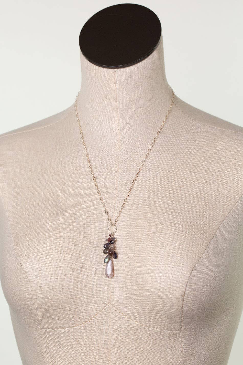 Celestial 20-22" Moonstone, Spinel, Labradorite With Gemstone Cluster Necklace