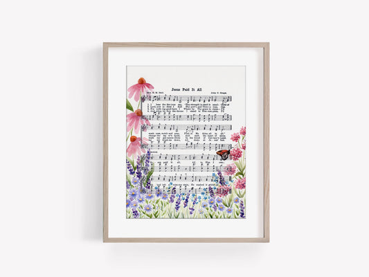 "Jesus Paid it All" Pollinators + Monarch Hymn Art Print