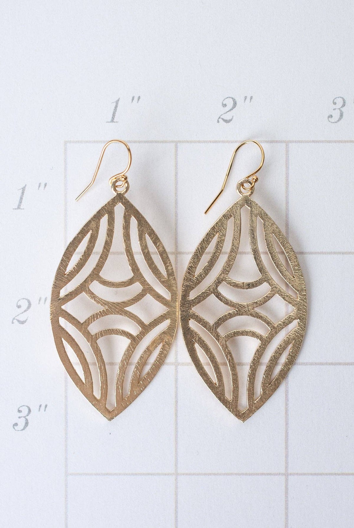 Brushed Gold Tribal Oval Earrings