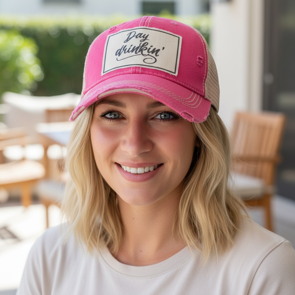 Day Drinkin' Distressed Trucker Hat Baseball Cap
