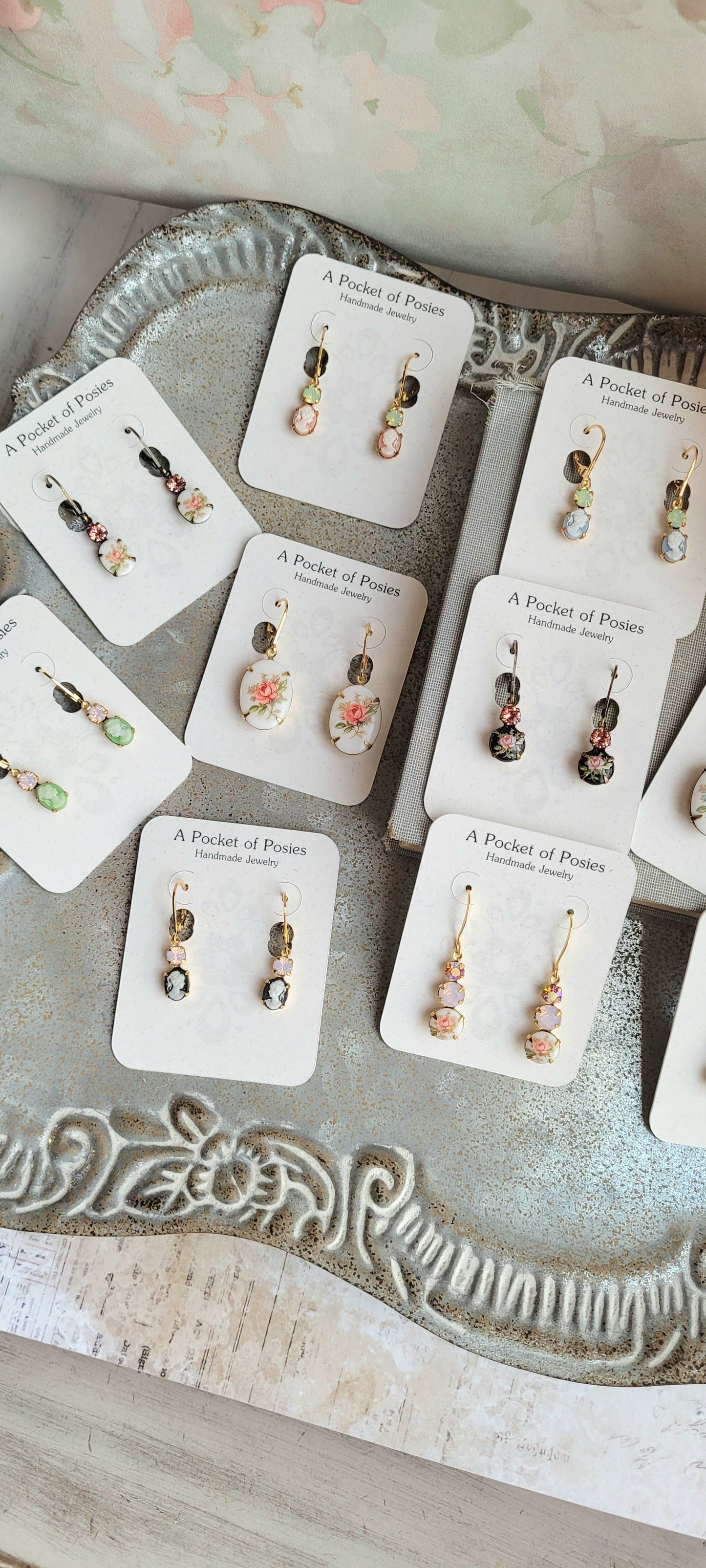 Little Floral Cameo Earrings