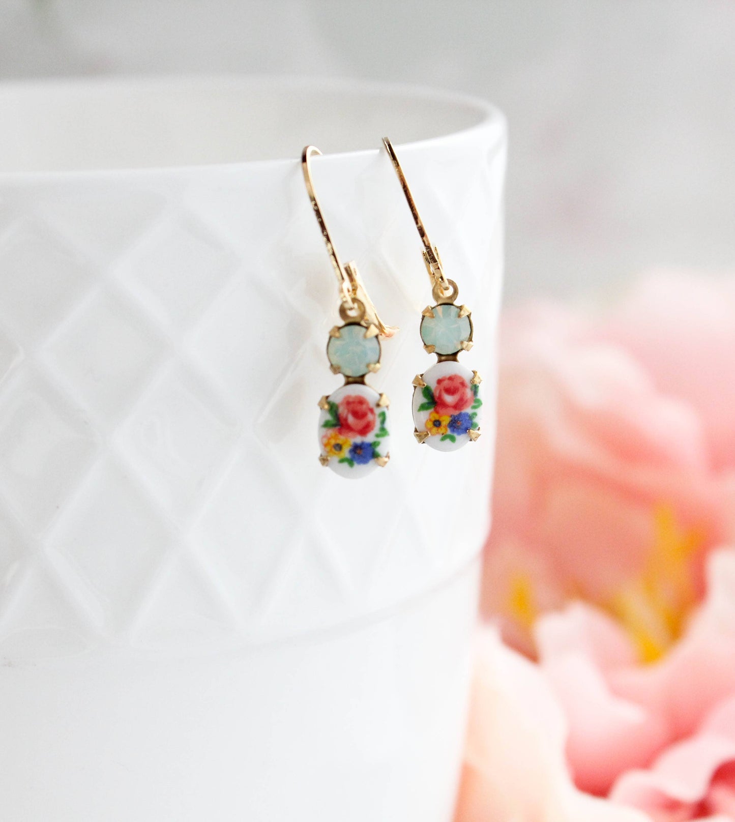 Little Floral Cameo Earrings