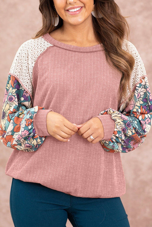 Floral Patchwork Puff Sleeve Blouse