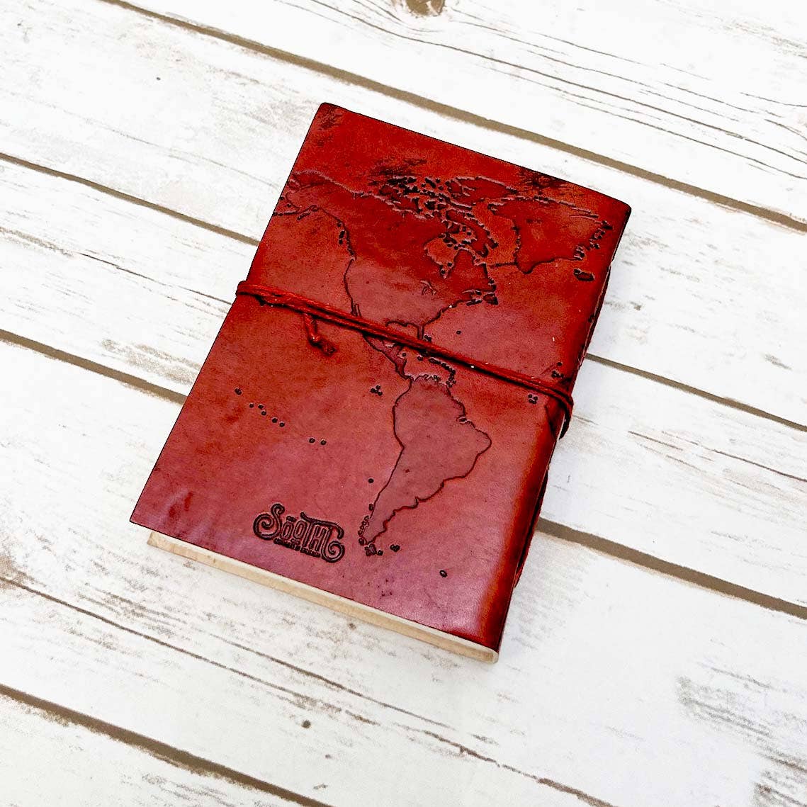 World Map 7x5 Handmade Leather Journal