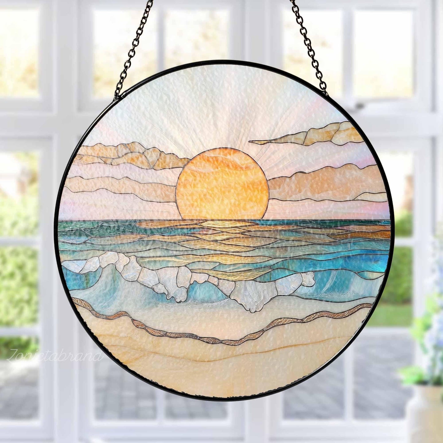 Beach Sunset Glass Suncatcher