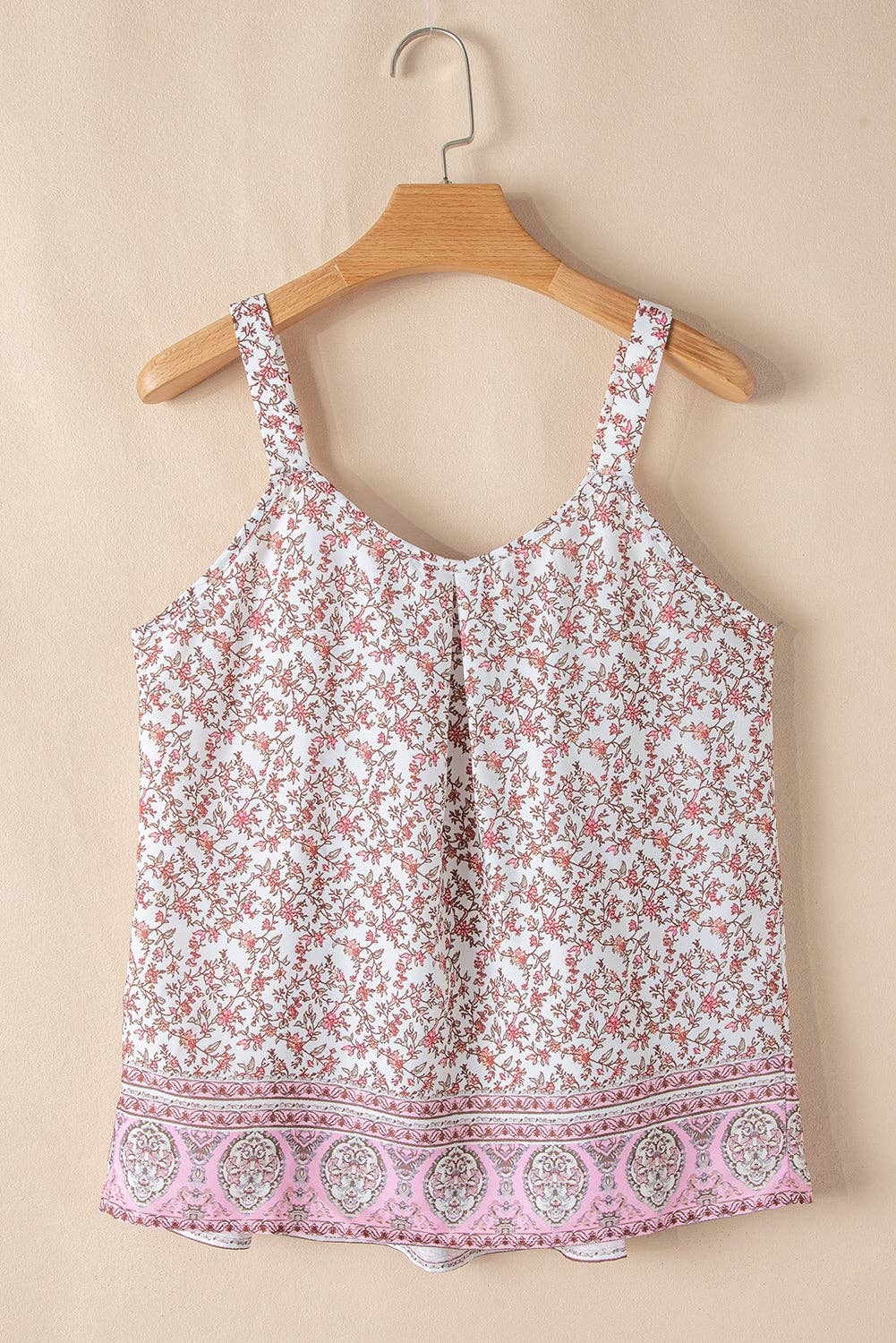 Boho Floral Pleated Summer Tank