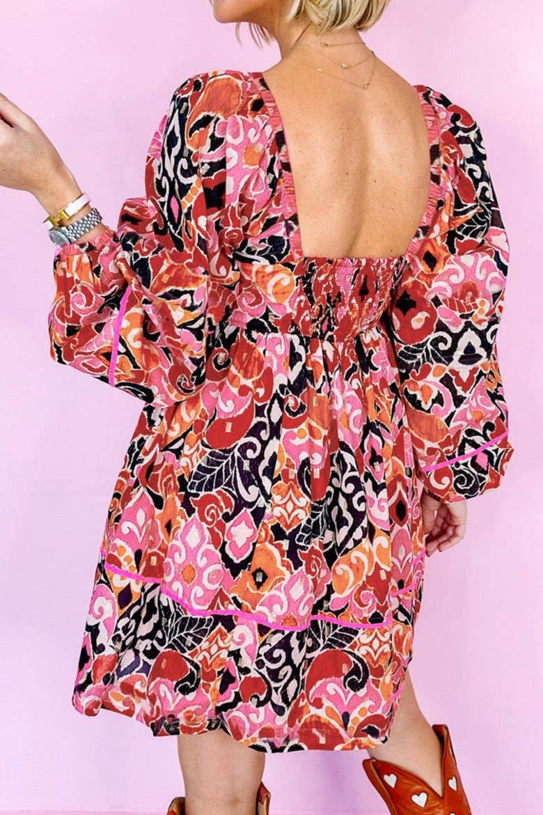 Boho Puff Sleeve Mini Dress