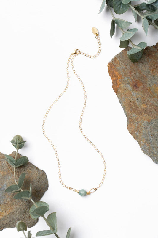 Dreams & Flowers 15.5-17.5" Aquamarine Simple Necklace