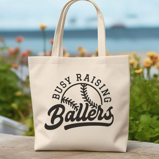 Busy Raising Ballers Canvas Tote Bag