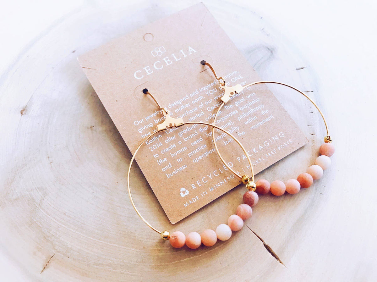 Gemstone and Gold Hoop Earrings