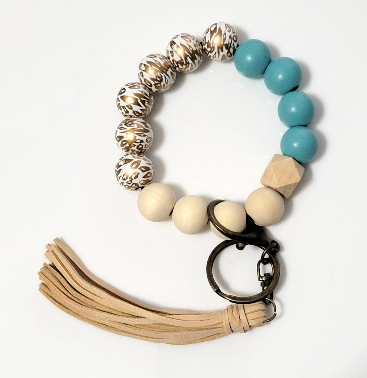 Gold Leopard & Teal Wristlet