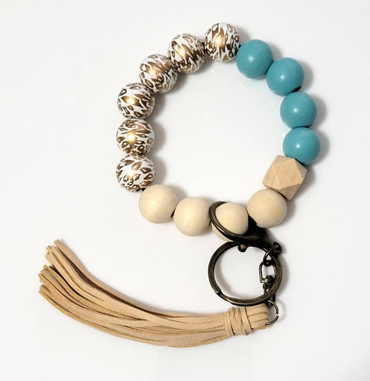 Gold Leopard & Teal Wristlet
