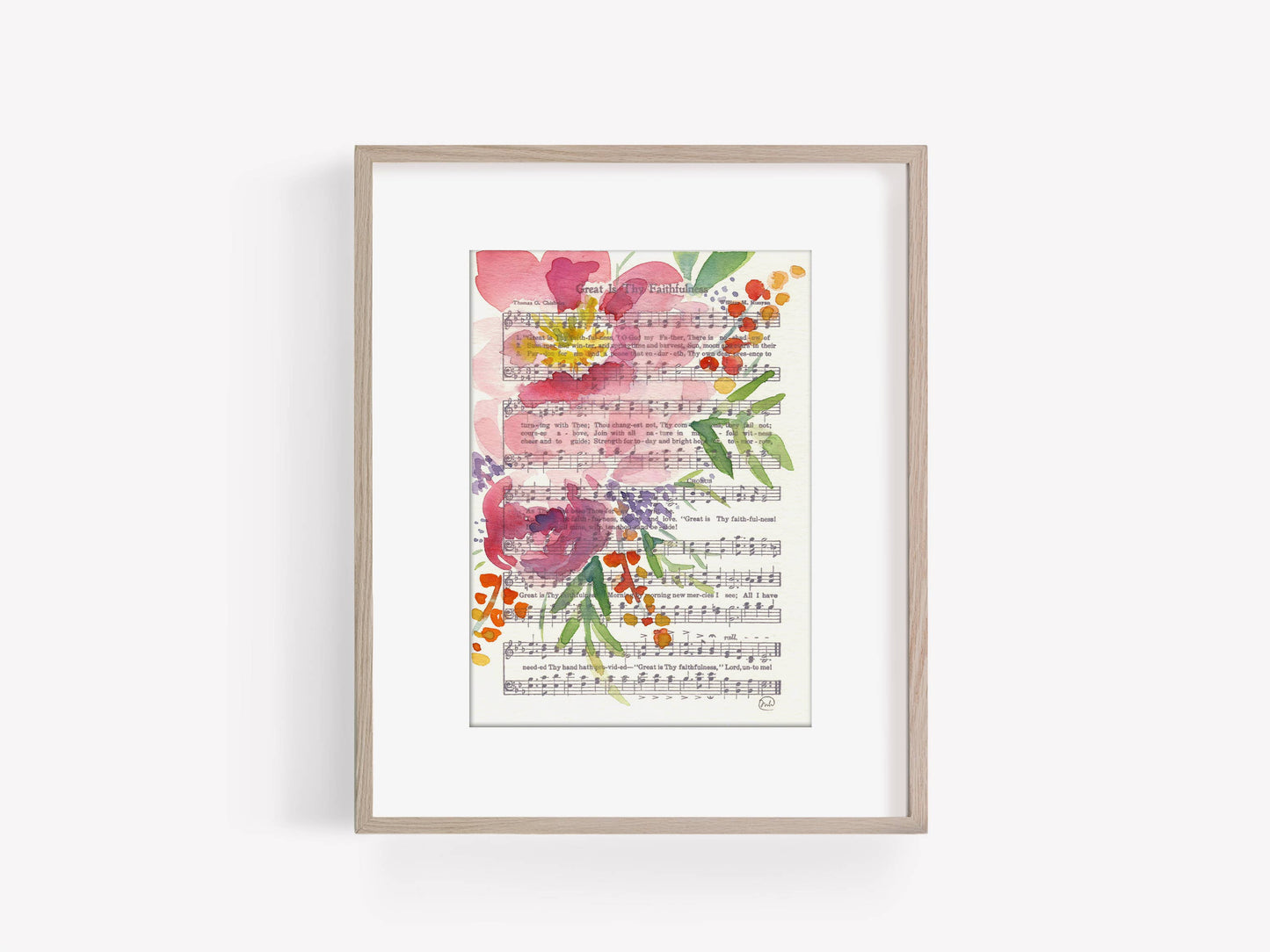 “Great is Thy Faithfulness” Floral Hymn Print, 5×7