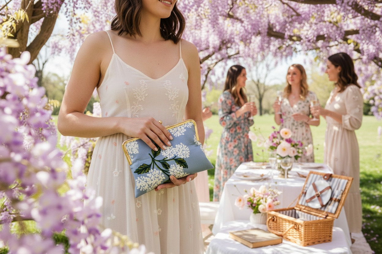Everyday Clutch-Hydrangea in Blue