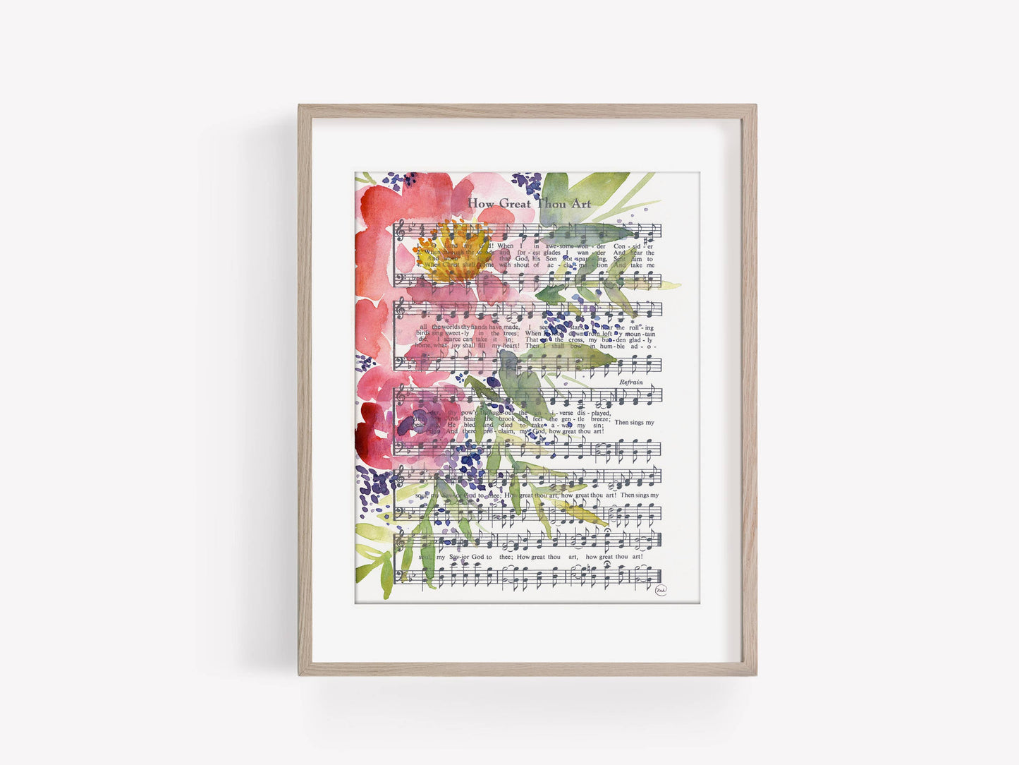 “How Great Thou Art” Floral Hymn Print, 8x10"