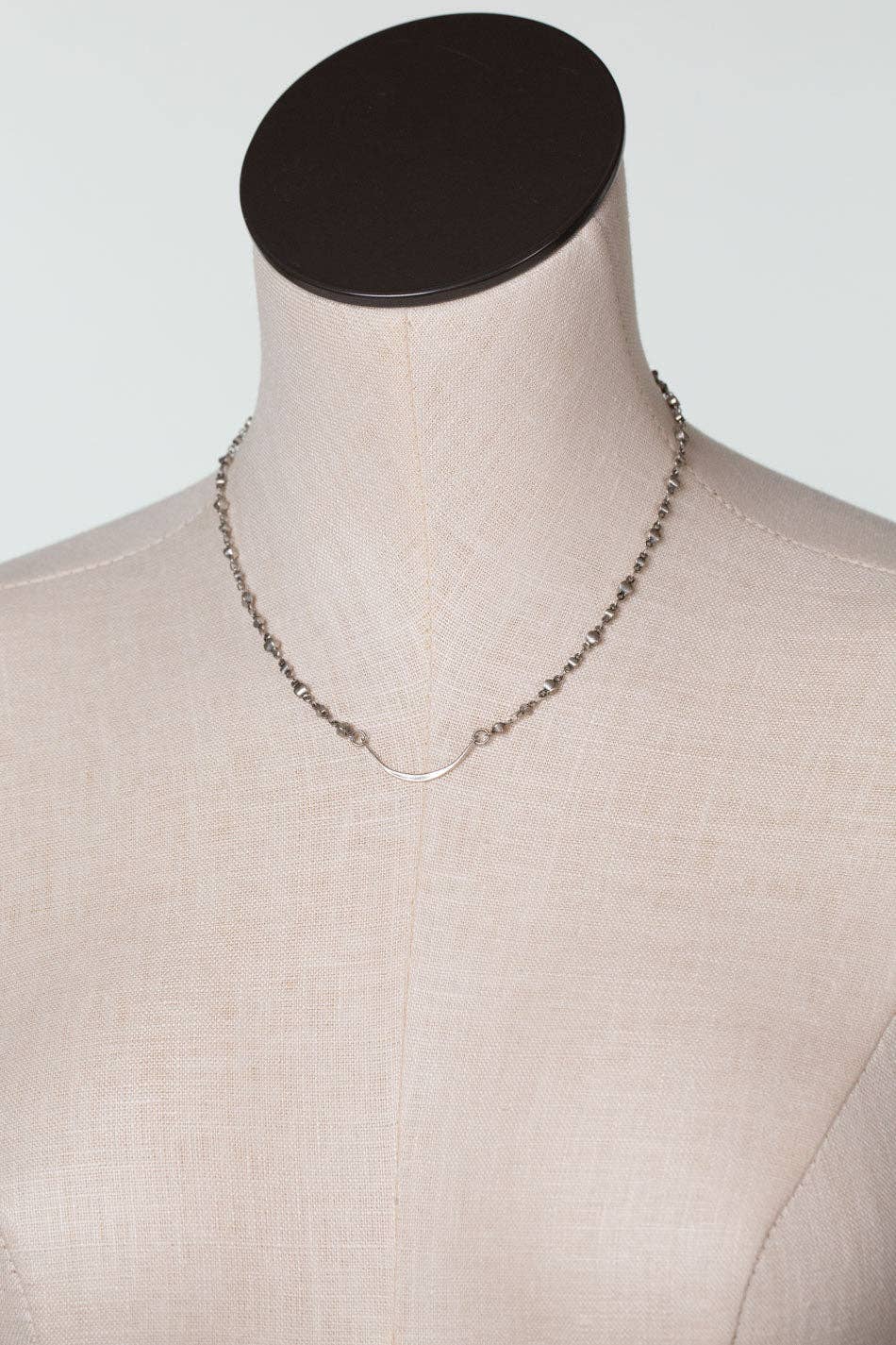 Namaste 15.5-17.5" Antique Silver Semicircle Simple Necklace