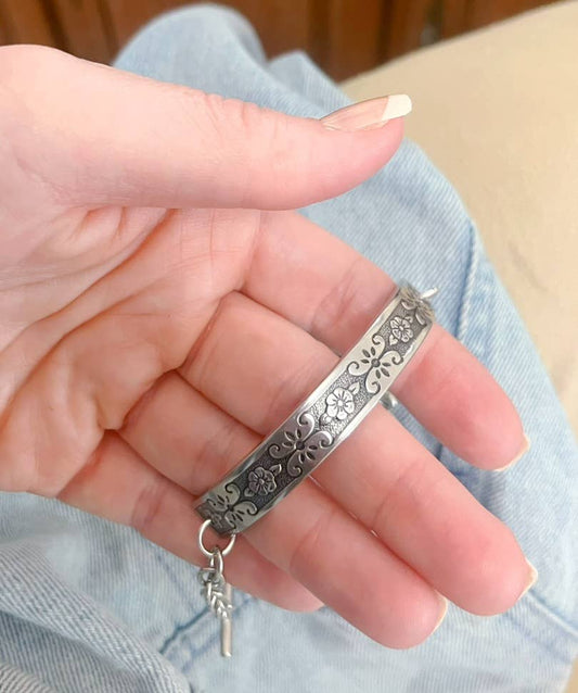 Steel & Wildflowers Bracelet – Etched Stainless Steel Spoon