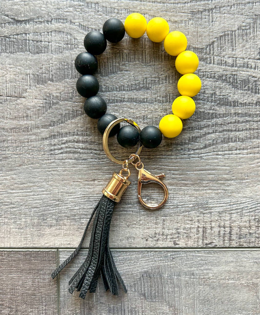 Game Day Wristlet- Black and Yellow