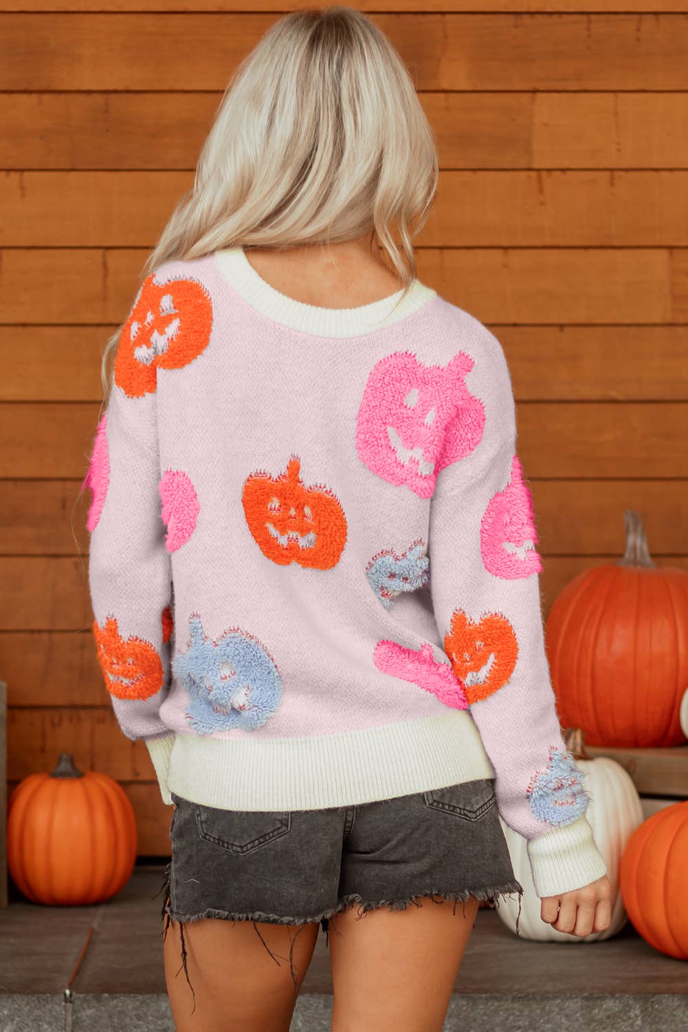 Halloween Pumpkin Round Neck Sweater