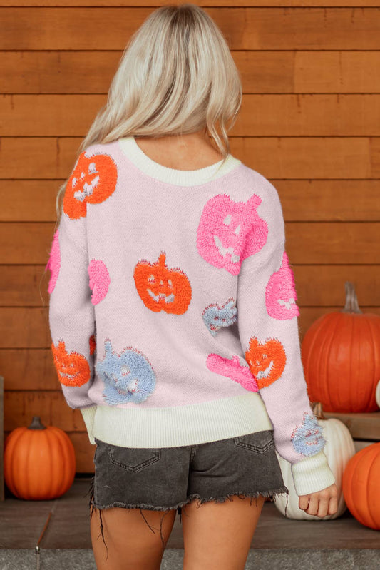 Halloween Pumpkin Round Neck Sweater