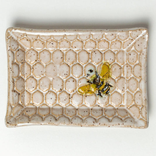 Bee Pattern White Trinket Dish