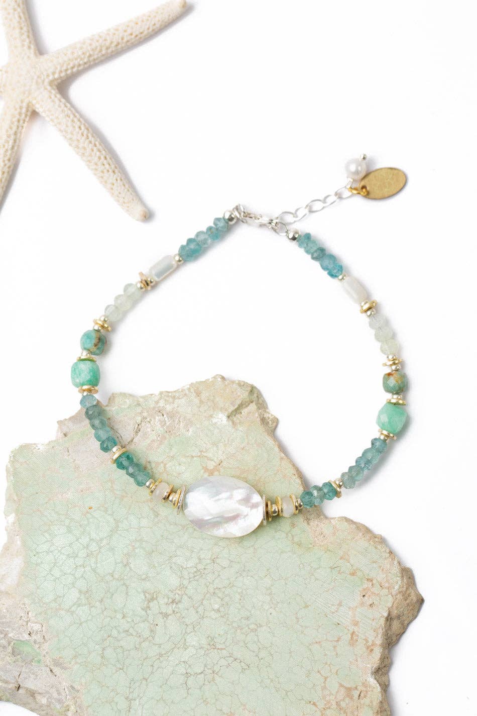 Serenity 7.5-8.5" Blue Apatite, Amazonite, Prehnite With Fac