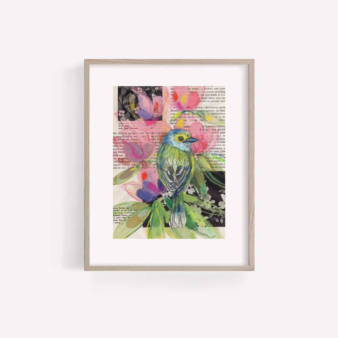 White-Eyed Vireo Mixed Media Bird Print