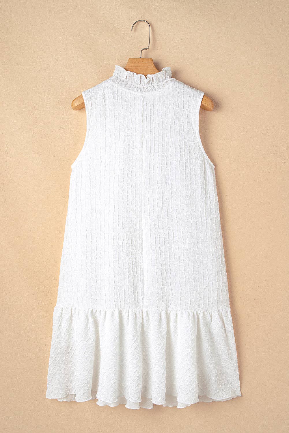 Textured Ruffle Sleeveless Summer Mini Dress