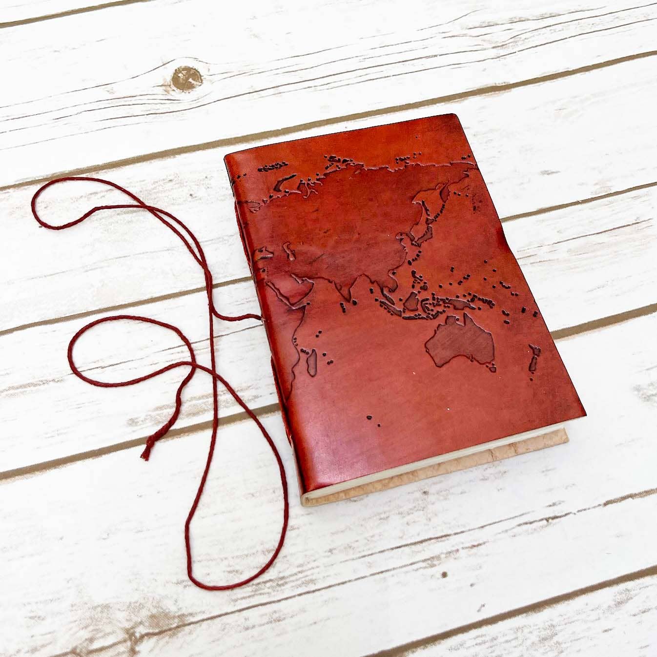 World Map 7x5 Handmade Leather Journal