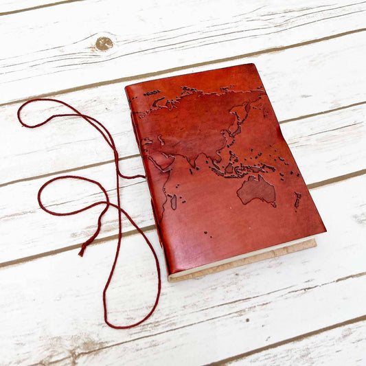 World Map 7x5 Handmade Leather Journal