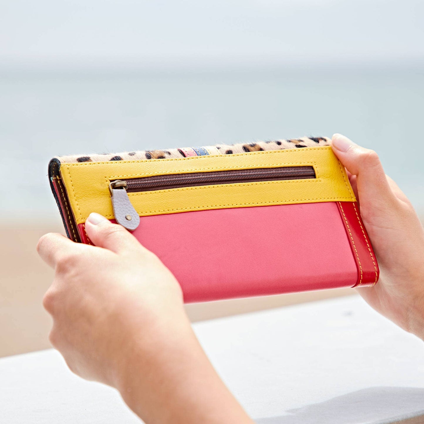 Recycled Multicoloured Leather Clutch Purse