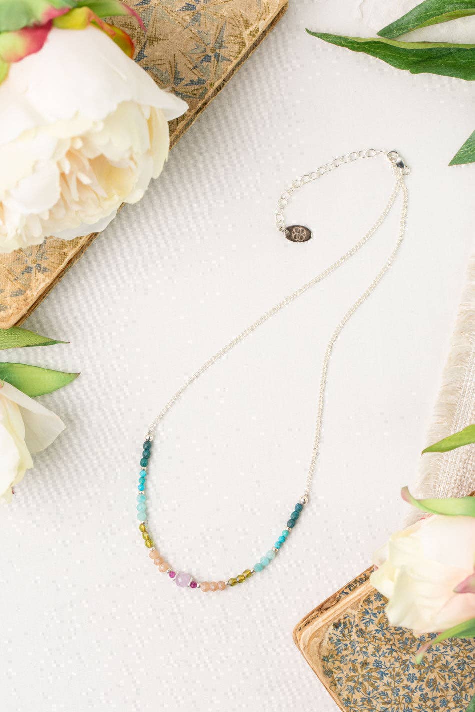 Primrose 15-17" Czech Glass, Amazonite, Kunzite Simple Necklace