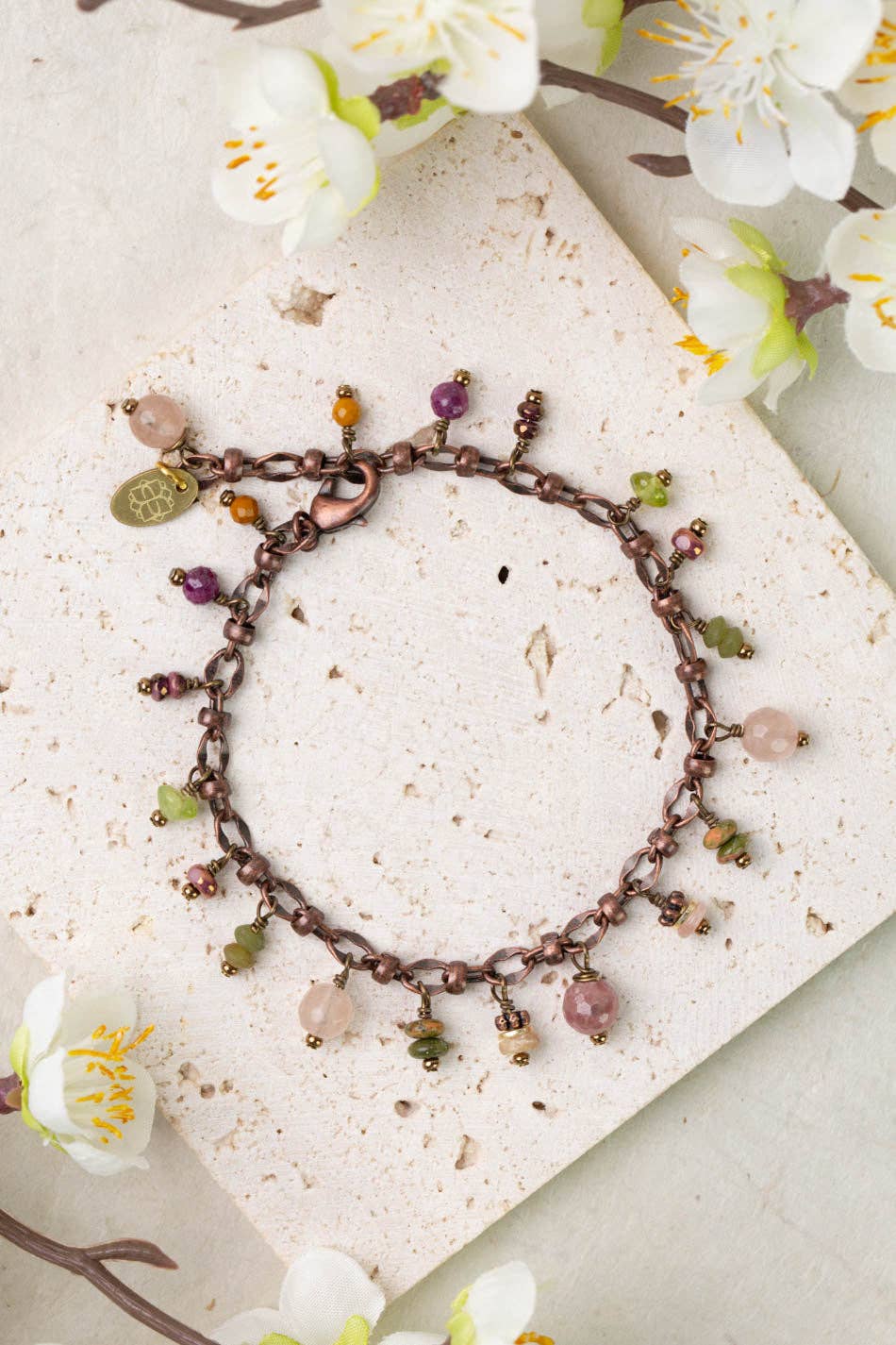 Dominion 8 Unakite, Peridot, Ruby Simple Bracelet