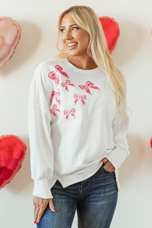 Valentine Bow Sequin Sweatshirt